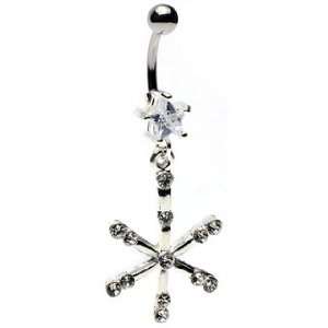  Shining Gems Winter Snowflake Belly Ring: Home & Kitchen