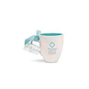  Ceramic Cup For Nurses With Turquoise Interior And Ribbon 