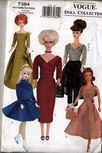 Sewing Pattern Vtg Vogue 7384 11½” Barbie Doll Clothes  