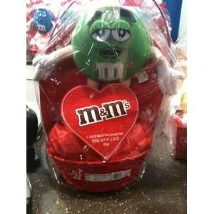 Valentines Day Gift Basket with Green M & Ms Guy Plushie and 