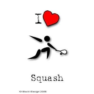  I Love Squash 4 inch (10cm) Square Acrylic Coaster
