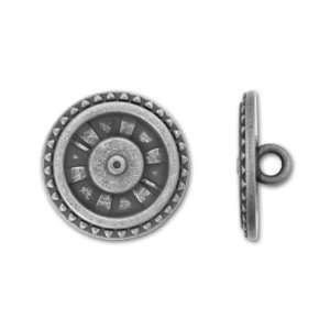  22.57mm Antique Silver Closed Wheel Round Button Arts 