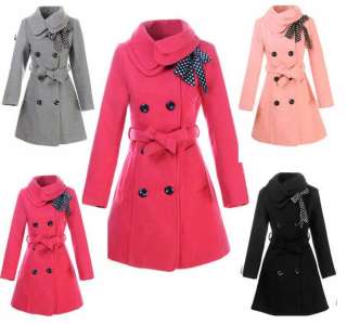 HOT Luxury Womens Slim Double Breasted Coat Wool Jacket Winter Outwear 