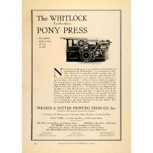   Printing Press Whitlock Pony   Original Print Ad