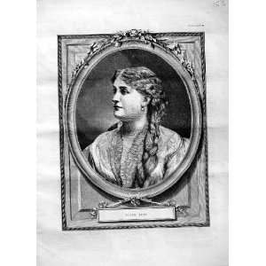   1870 ANTIQUE PORTRAIT MDLLE SESSI BEAUTFUL WOMAN PRINT
