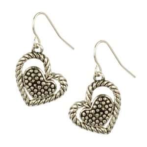  Silver Tone Cradled Hearts Earrings: Jewelry