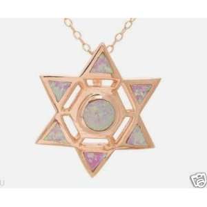 OPAL STAR NECKLACE CRAFTED IN 14K ROSE GOLD OVER SOLID .925 STERLING 
