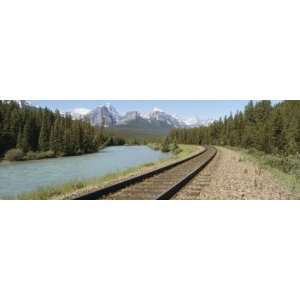  Railroad Tracks Bow River Alberta Canada Premium 
