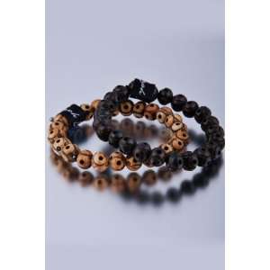   Dyoh Spiritual Jewelry   Hand Craved Bone Bead Bracelet Set: Jewelry