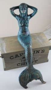 Iron Mermaid Figure Mermaids Statue Tiki Nautical Decor Figurines Sea 