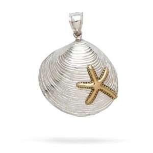 14Kt./Sterling Silver Shell and Starfish Charm: Jewelry