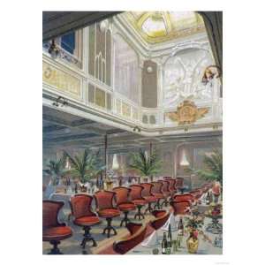   Dining Hall, Hamburg America Line Travel Premium Poster Print, 18x24