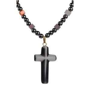  Gray Cats Eye Cross and Multi Color Cats Eye Beads on 