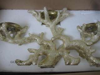 COLIN COWIE TRIPLE ARM CORAL CANDLE HOLDER SILVER OR GOLD  