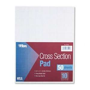  Section Pads w/10 Squares, Quadrille Rule, Ltr, White, 50 