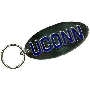  Connecticut Huskies (UConn) Silver Oval Mirror Keychain W 