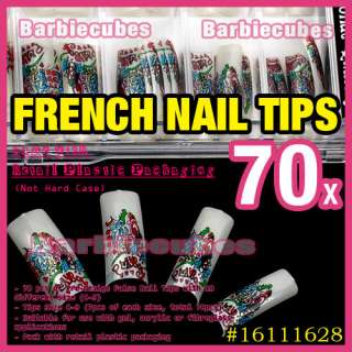 70 pcs Creative Art Draw Design French UV Acrylic False Nail Tips 