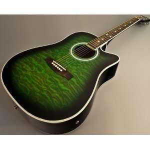  NEW SCOUT ELITE QUILTED GREEN BURST DREADNOUGHT ACOUSTIC 
