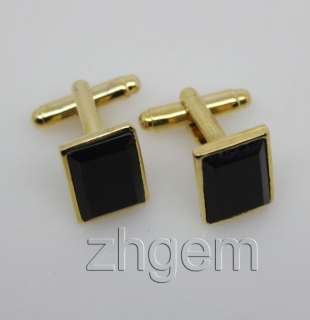 pair black agate Onyx cufflink gem 12*15mm alloy  