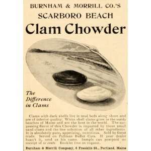 1905 Ad Burnham Morrill Scarboro Beach Clam Chowder   Original Print 