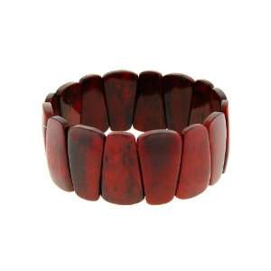  Fancy Shape Red Bone Stretch Bracelet Jewelry