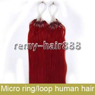 18 REMY micro ring human hair Extensions 100s#Red 0.5g  