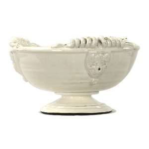   Tuscan White Ceramic Large Footed Pedestal Fruit Bowl