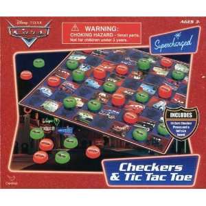   : Disney Cars Checkers/Tic Tac Toe Game and Puzzle Set: Toys & Games