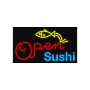  Open Sushi w/Fish Neon Sign