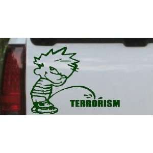 Dark Green 28in X 21.3in    Pee on Terrorism Military Car Window Wall 