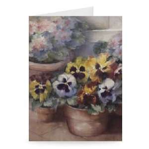 Pansies in a Conservatory by Karen Armitage   Greeting Card (Pack of 2 