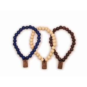   NYC Authentic 3 Pack Blue/Natural/Darkwood Wooden Bracelets Jewelry