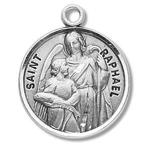 Sterling Saint St Raphael Patron Medal  