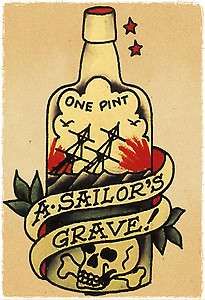 Sailors Grave 1 Pint vintage Sailor Jerry Traditional style Flash 