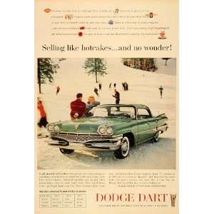  1960 Ad Green Dodge Dart Automobile Winter Ice Skating 