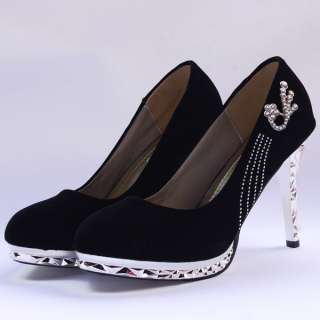 Platform With Giltter Crystal Party maid Suede High Heels Women Shoes 