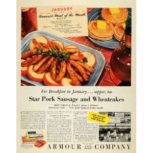 1936 Ad Armour Pork Sausage Wheatcake Marie Gifford   Original Print 