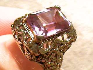 Russian Alexandrite Ring SILVER FILIGREE COLOR CHANGE 6 emerald 