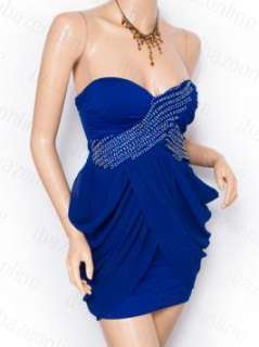 Free Shipping Beads Ruching Strapless Evening Cocktail Prom Tube Dress 