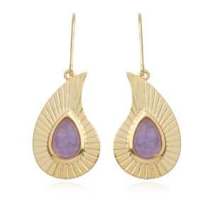   Gold Plated Sterling Silver Purple Quartz Wire Earrings Jewelry