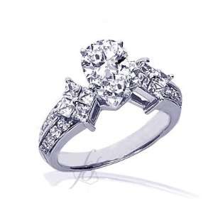  1.10 Ct Pear Shaped Diamond 3 Stone Engagement Ring SI2 F 