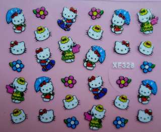Hot sale! 24 sheets Hello Kitty 3D Nail Art Sticker > 24 different 