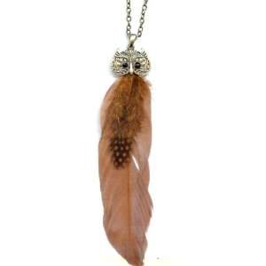  Owl Feather Necklace   Owl Color Rusty Gold   Feather 