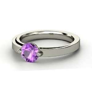  Pinch Ring, Round Amethyst Sterling Silver Ring Jewelry