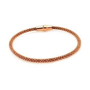   Rose Gold Plated Beaded Desig Magnet Lock Bracelet 7.5 Inches Jewelry