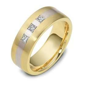  Designer Two Tone Gold 3 Diamond Wedding Band Ring   4.25 Jewelry