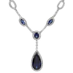  Roris CZ Sapphire Pear Drop Fancy Necklace Emitations 