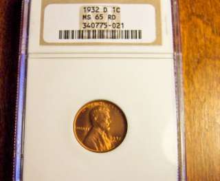 1932 D LINCOLN WHEAT CENT NGC MS 65 RED  