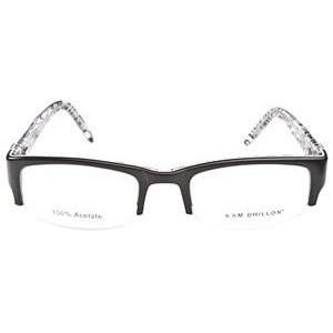  Kam Dhillon 3015 Black Zebra Semi Rimless Eyeglasses 