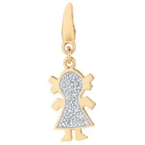    Gold over silver 0.09ct TDW Diamond Girl Charm (Charm): Jewelry